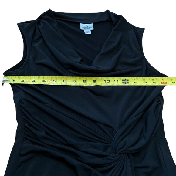 WORTHINGTON PETITE STRETCH DRAPED WRAP BODYCON‎ BLACK DRESS SIZE PM - Picture 8 of 12